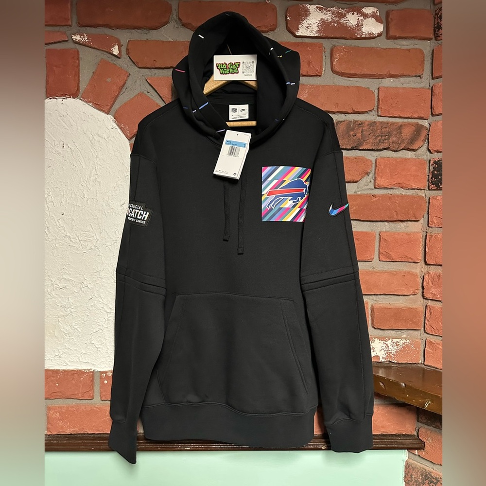 Nike NFL Crucial Catch Intercept Cancer Buffalo Bills Black Hoodie Sweatshirt M